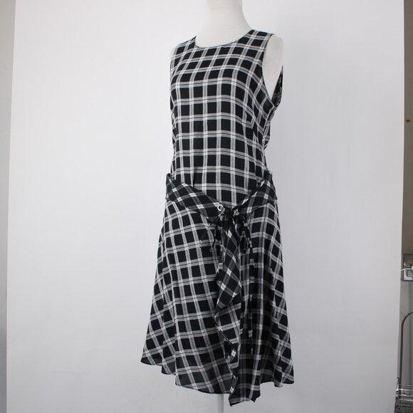 Rag Bone Dress Sz M Black White Sheer Check Sleeveless 100% Cotton Dress - Picture 4 of 16